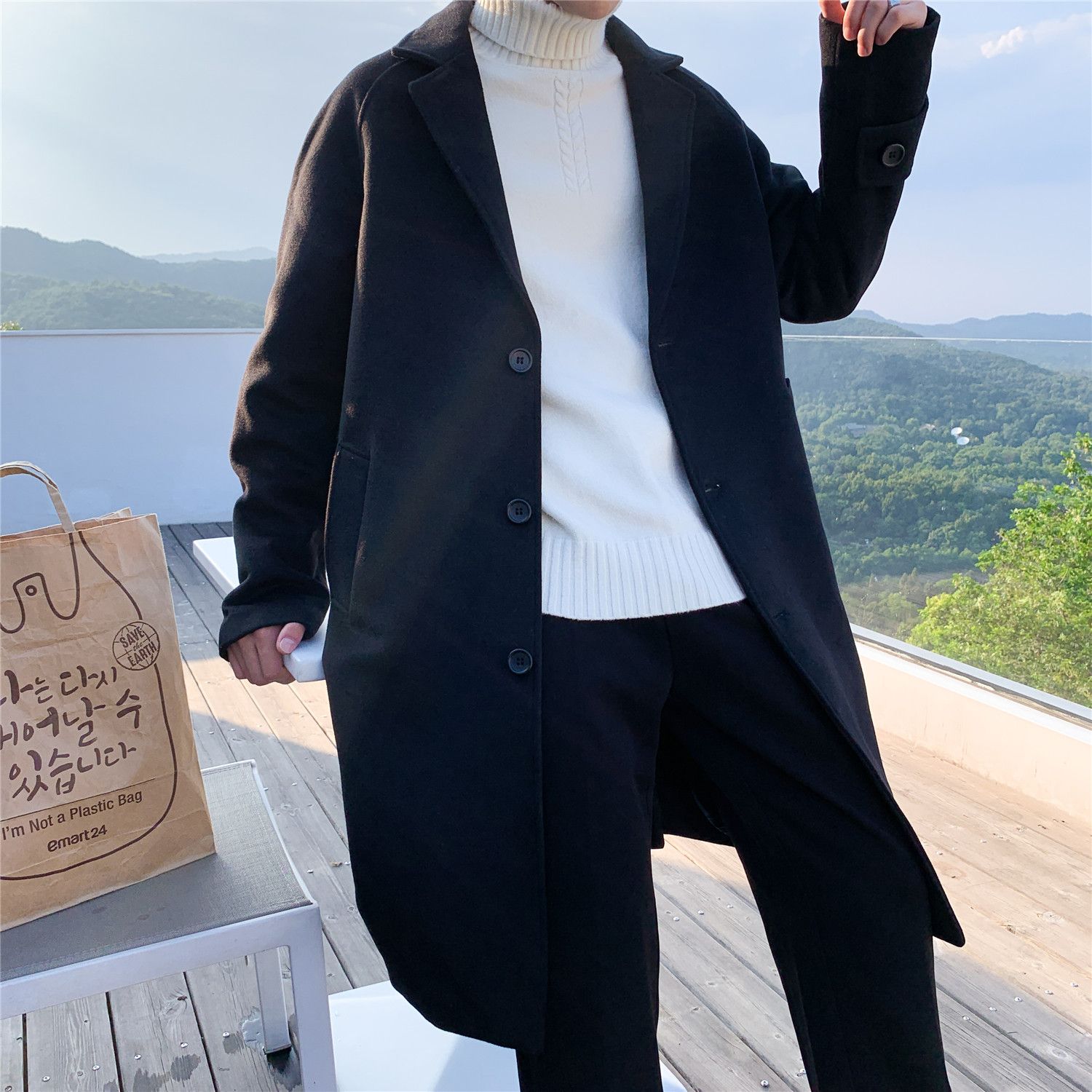 Wool Blend Coat Grey Mans Clim - Outdoor Adventure Hobbies ulasan dan harga